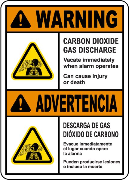 Bilingual Carbon Dioxide Gas Discharge Sign Claim Your 10 Discount