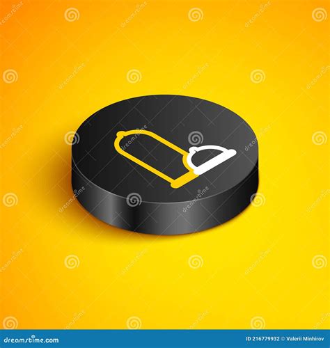 Isometric Line Condoms Safe Sex Icon Isolated On Yellow Background Safe Love Symbol Stock