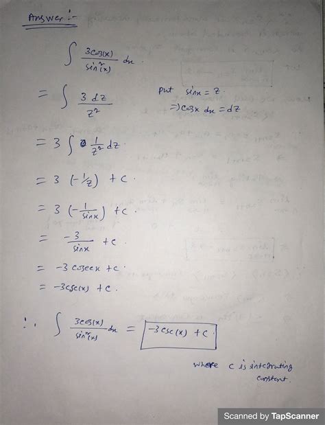 Solved Evaluate The Integral 3 Cos X Dx Sin X Express Numbers In Course Hero