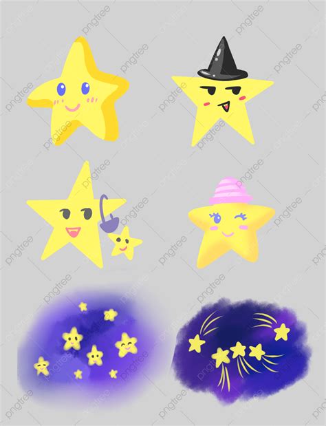 Dibujos Animados Estrellas Encantadoras Pintadas A Mano PNG Cielo