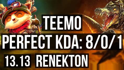 Teemo Vs Renekton Top 801 28m Mastery 1600 Games Legendary