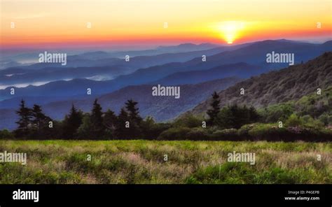 Appalachian Trail Landscape Scenery Roan Mountain Tennessee Stock Photo