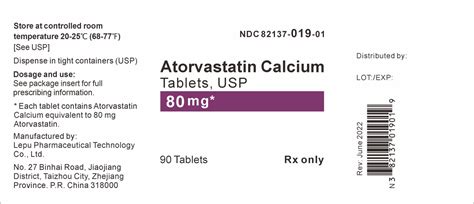 Label And Warnings Atorvastatin Calcium Tablet Film Coated Oral