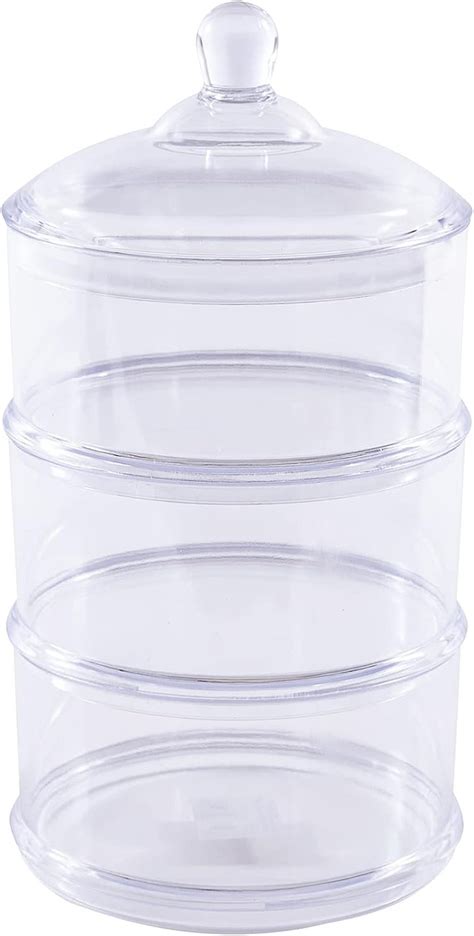 Clear Plastic Stackable 3 Layer Candy Jar With Lid 6¼ X 12