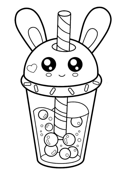 Kawaii Bubble Tea Coloring Pages Coloring Pages