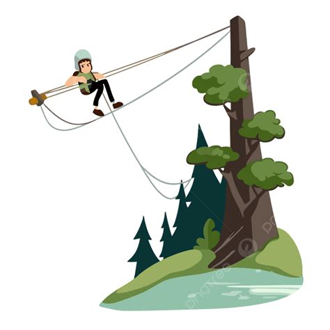 Hình ảnh Người Clipart Zipline Trên Zipline Bị Cô Lập Trên Nền Trắng