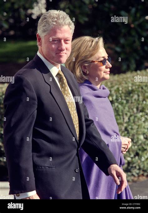 President Bill Clinton And Wife Hillary Depart The White House For A Visit To St Louis January