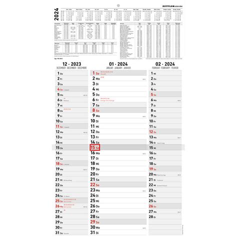 Zettler Kalender Monats Wandkalender Streifenplaner Office