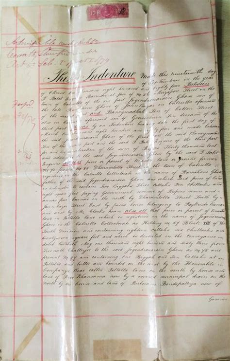 1884 British India Jumbo Size 12x18 inch Document Regarding Big Size ...