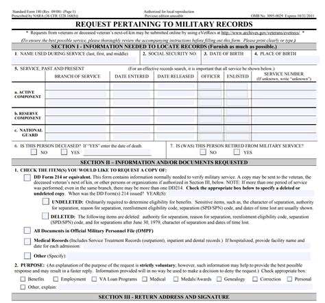 Sf Request Pertaining To Military Records Forms Docs