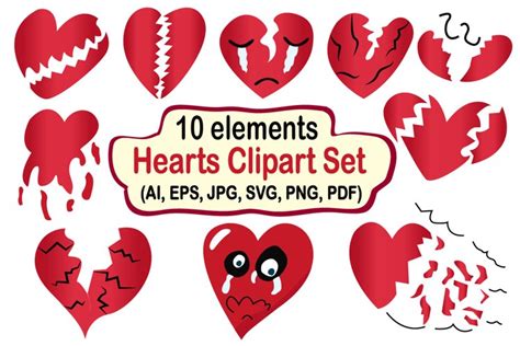 Valentine's heart clipart / Valentine's day clipart set