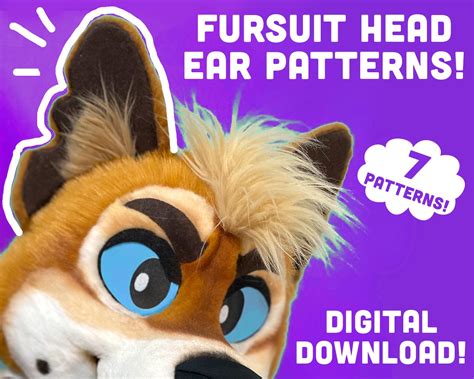 7 Fursuit Head Ear Pattern Diy Pdf Digital Download Template Etsy Uk