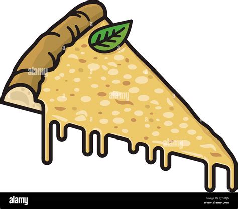 Pizza In Slice Filled Outline Style Isolated Vector Illustration For Cheese Pizza Day On