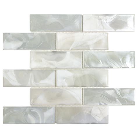 These Are 2x6 Subway Tiles With A White Swirl Pearl Iridescent Color Which Reminds Us Of Water