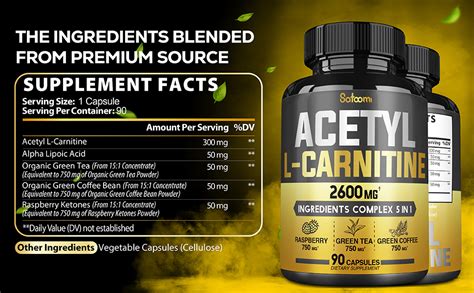 5in1 Acetyl L Carnitine Complex Capsules 2600mg Daily Body Brain And Immune