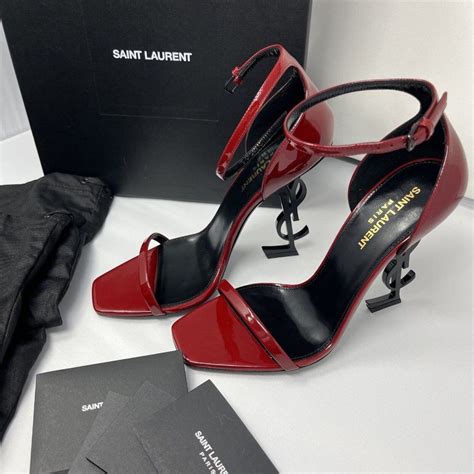 New OPYUM YSL Saint Laurent Red Hot Patent Leather Strap Sandal 38 EU 8