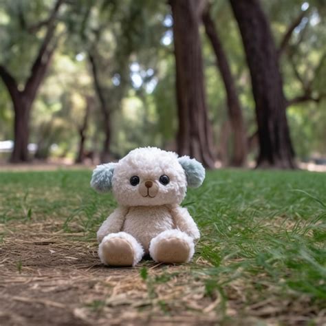 Hay Un Oso De Peluche Sentado En El Suelo En La Hierba Generativa Ai