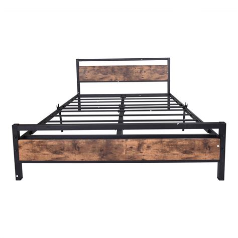 New Queen Size Platform Bed Frame With Wood Headboard And Footboard