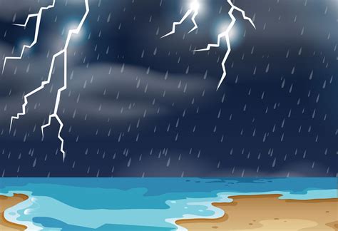 Thunderstorm at beach landscape 594893 Vector Art at Vecteezy