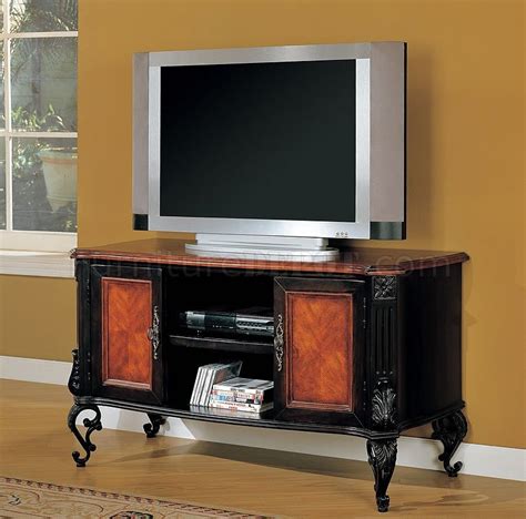 Two Tone Black And Cherry Classic Tv Stand