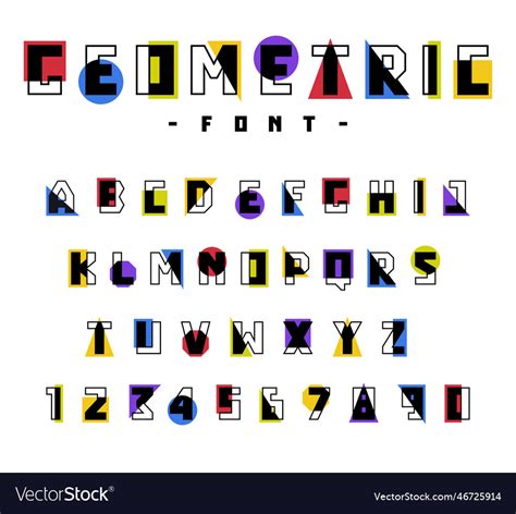 Geometric font with alphabet letters consist Vector Image