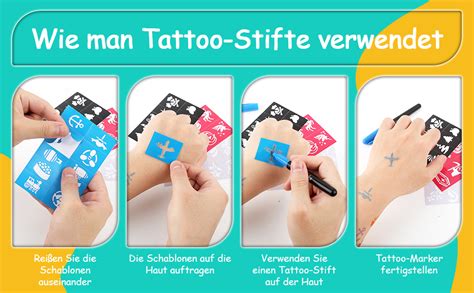 Temporäre Tattoos Stift für Haut Tattoo Stifte mit 10 Tattoo Stifte