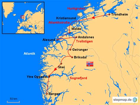 StepMap Norwegens Fjorde 6 7 Landkarte für Deutschland