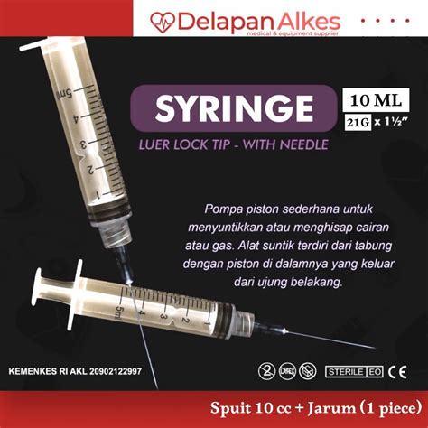 Jual OneHealth Spuit 10 Cc Jarum Pcs Satuan Syringe 10cc Suntikan