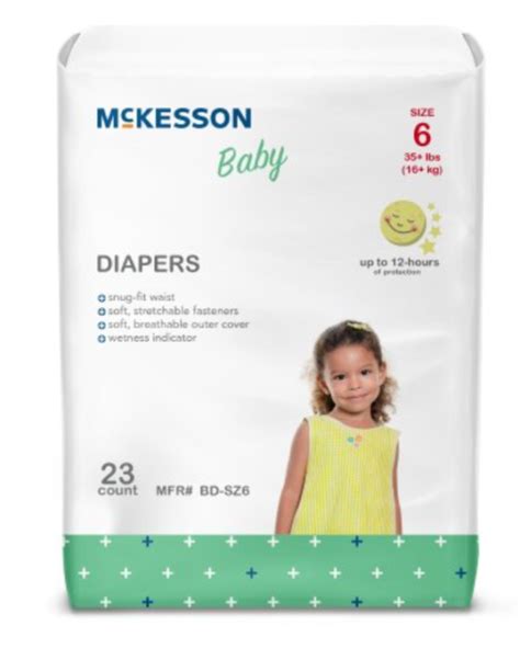 Unisex Baby Diaper Mckesson Size 6 Disposable Moderate Absorbency