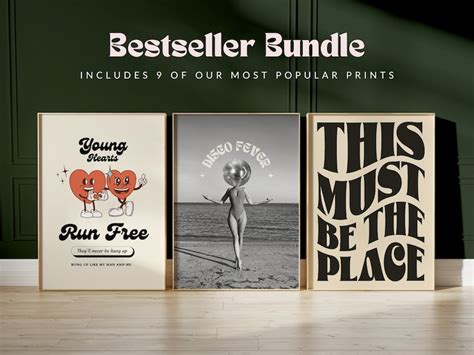 Retro Gallery Wall Set Printable Posters Bestseller Bundle Etsy