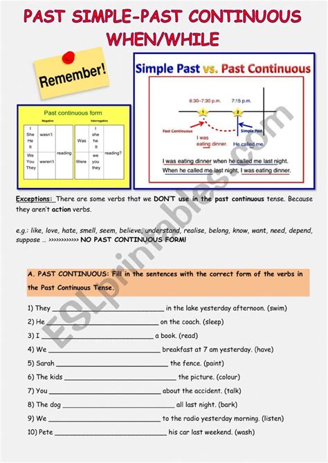 Past Simple And Past Continuous Tense When While Esl Worksheet By Leylabelmagazi