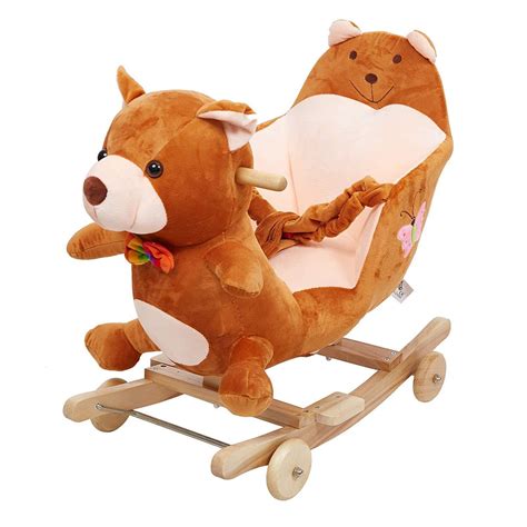 (Out of Stock) Baby Ride On Rocking Horse Wooden Plush Toys Ages 1-3 R