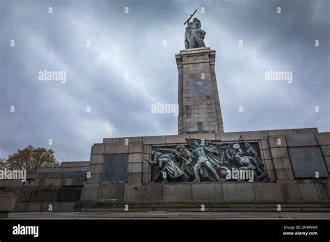 Soviet army monument for WWII in Sofia at autumn evening, Bulgaria ...