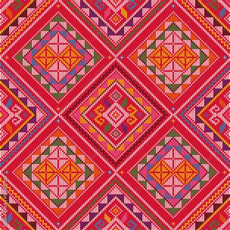 Yakan Cloth Inspired Vector Seamless Pattern Traditional Folk Art