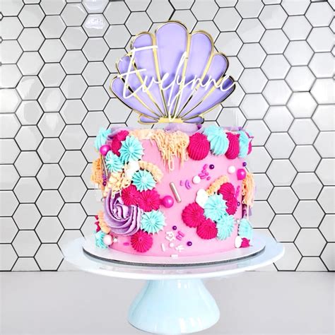 Layered Custom Name Acrylic Birthday Cake Topper Clam Shell Cakers Paradise Cakers Paradise