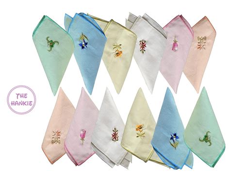 Floral Handkerchief Lovely Pastel Colored Handkerchiefs With