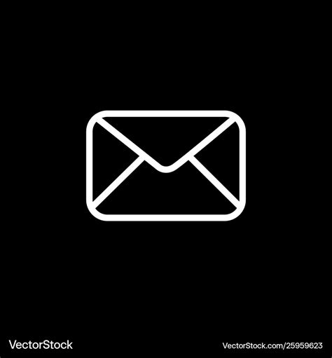 Email line icon on black background flat Vector Image