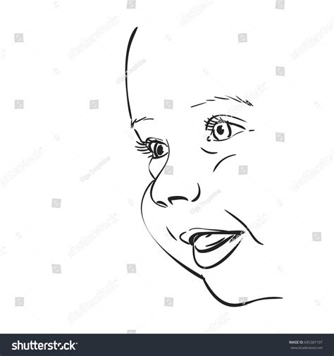 Sketch Happy Smiling Baby Face Profile Stock Vector (Royalty Free ...