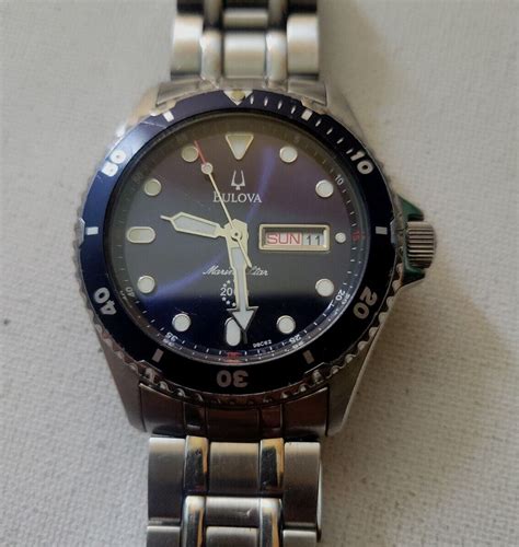 Bulova Marine Star 200m 98C62 Blue Face Mens Watch New Battery Fresh