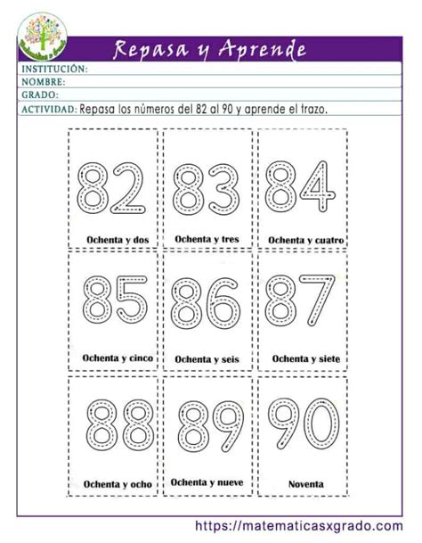 Fichas Para Repasar Los Números Del 1 Al 108