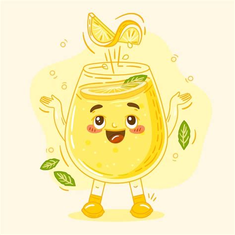 Free Vector Hand Drawn Lemonade Cartoon Illustration