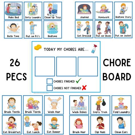 2 Chore Boards 26 Pecs Chore Chart Daily Routine First Etsy