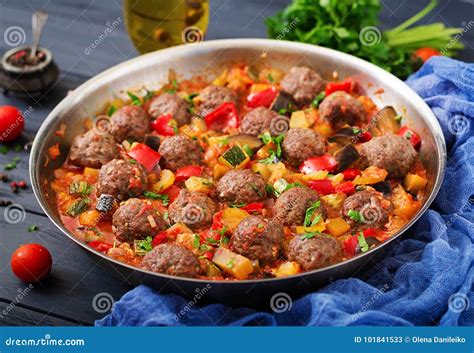 Meatballs in tomato sauce stock image. Image of celery - 101841533