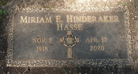 Miriam Elizabeth Nordstrom Hinderaker Hasse 1918 2020 Find A Grave
