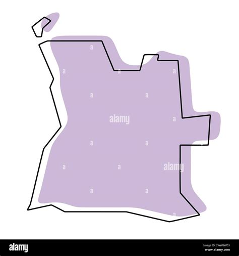 Angola Country Simplified Map Violet Silhouette With Thin Black Smooth