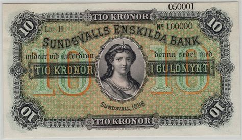 Meyer Eek Auksjon 10 Kronor 1898 Specimen Kv 0