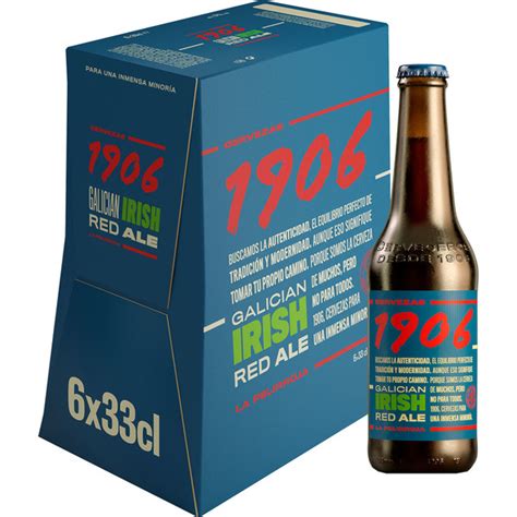 1906 Cerveza Tostada Tipo Galicia Irish Red Ale Pack 6 Botellas 33 Cl