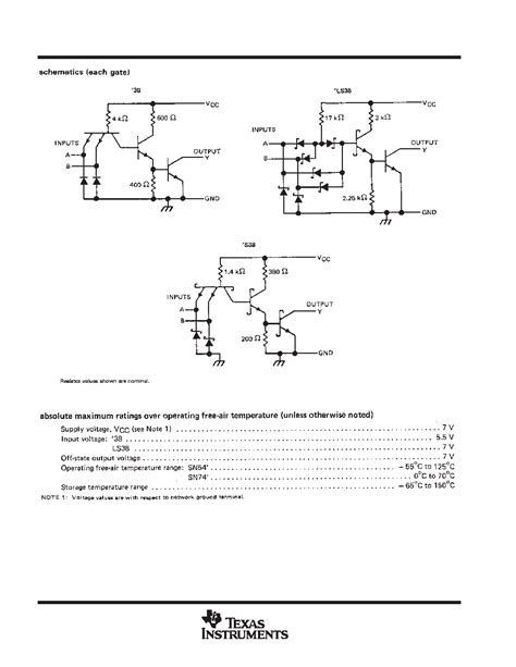 SN7438 Datasheet 2 17 Pages TI QUADRUPLE 2 INPUT POSITIVE NAND