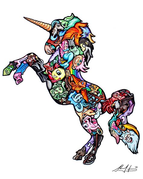 Mystical Unicorn Art Print, Urban Cartoon by Shane Anderson - Etsy