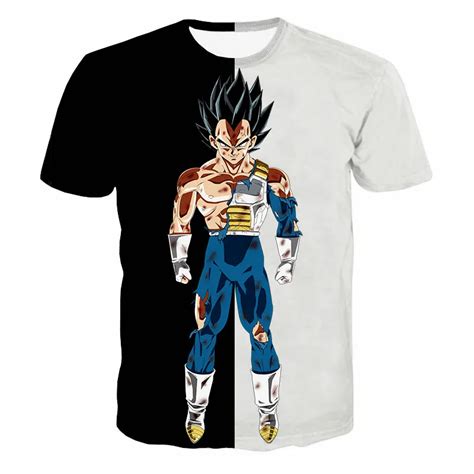 Dragon Ball Z T Shirts Mens Summer 3d Print Super Saiyan Son Goku Black Vegeta Battle